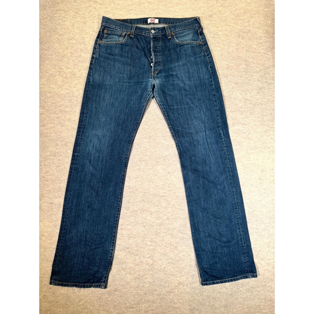 Levis 501 Original Fit Jeans Men 36x36 Blue Denim Cotton Straight Leg Button Fly
